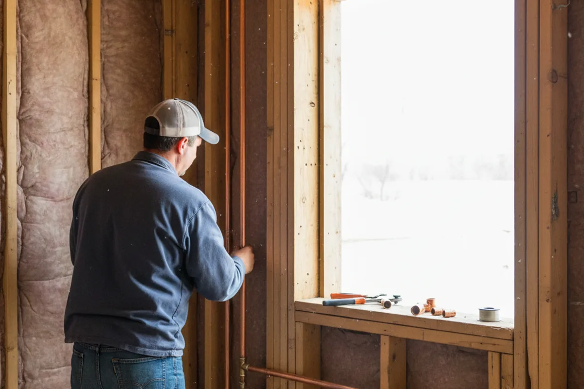 Licensed plumber running new copper supply lines in a Friendswood home