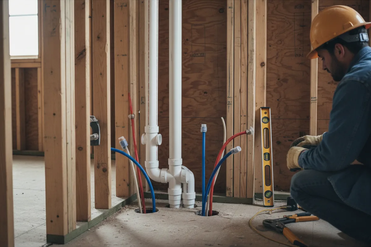 Drain and supply rough-in during Garbage Disposal Repair in Friendswood