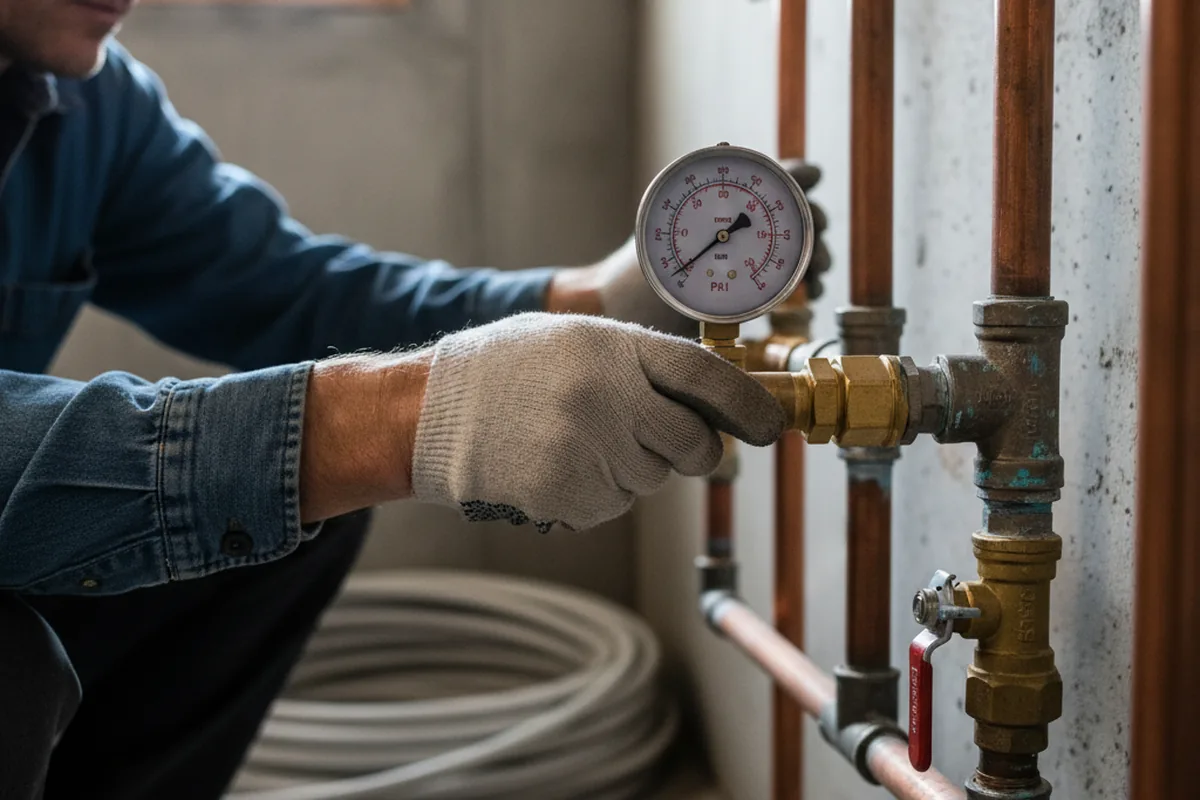 Pressure testing a repaired line during Water Line Repair in Friendswood